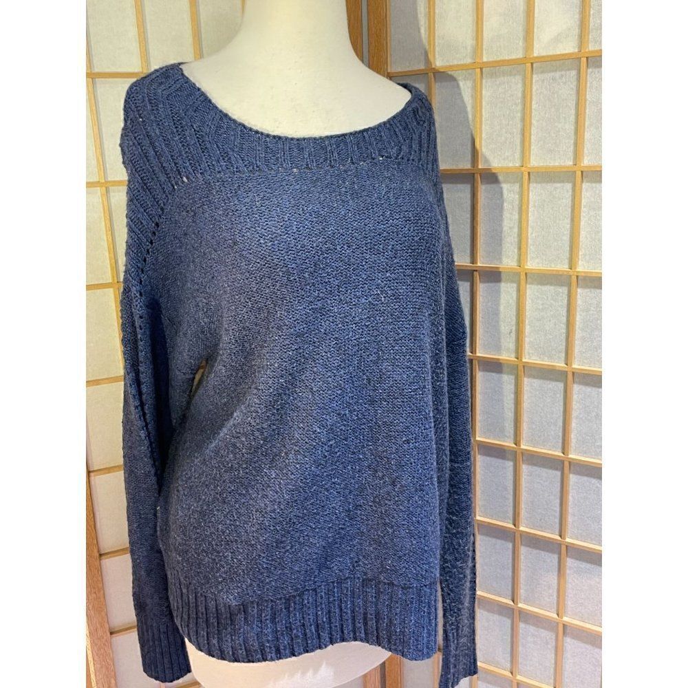Gap Size XL Blue Alpaca Blend Boat Neck Knit Sweater Relaxed Slouchy